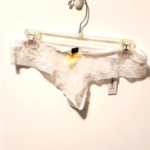 COPY - 3 $30 BNWT brazilian mesh and lace white thong